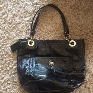 Coach patent leather black large handbag